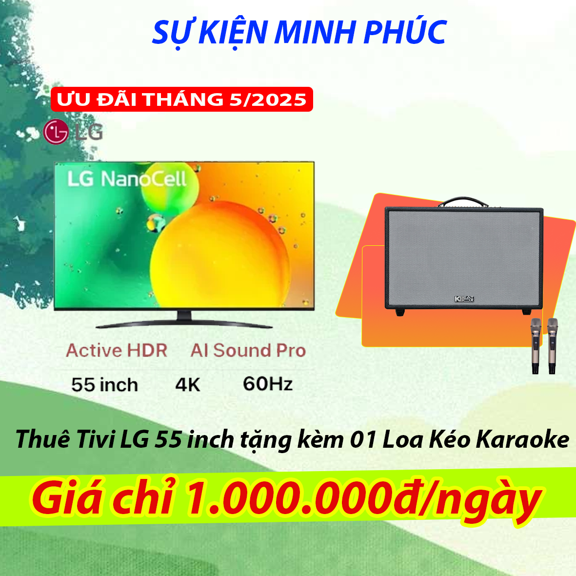 Ưu đãi thuê tivi tặng kèm loa kéo