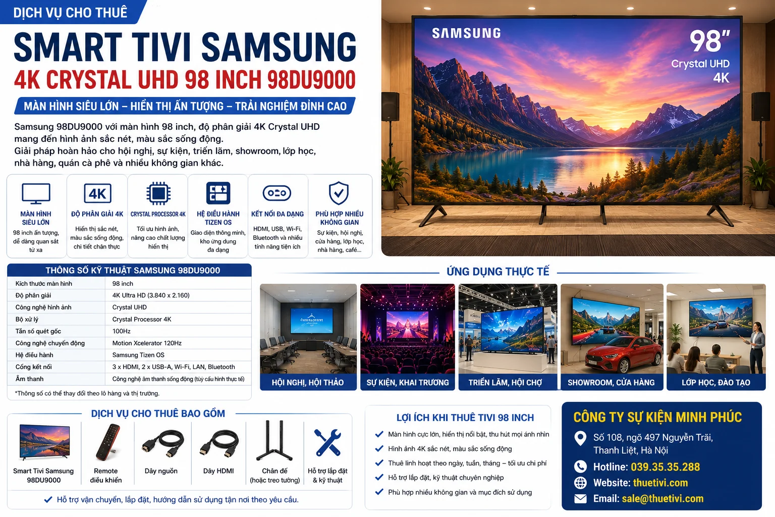 cho thue tivi samssung 98 inch