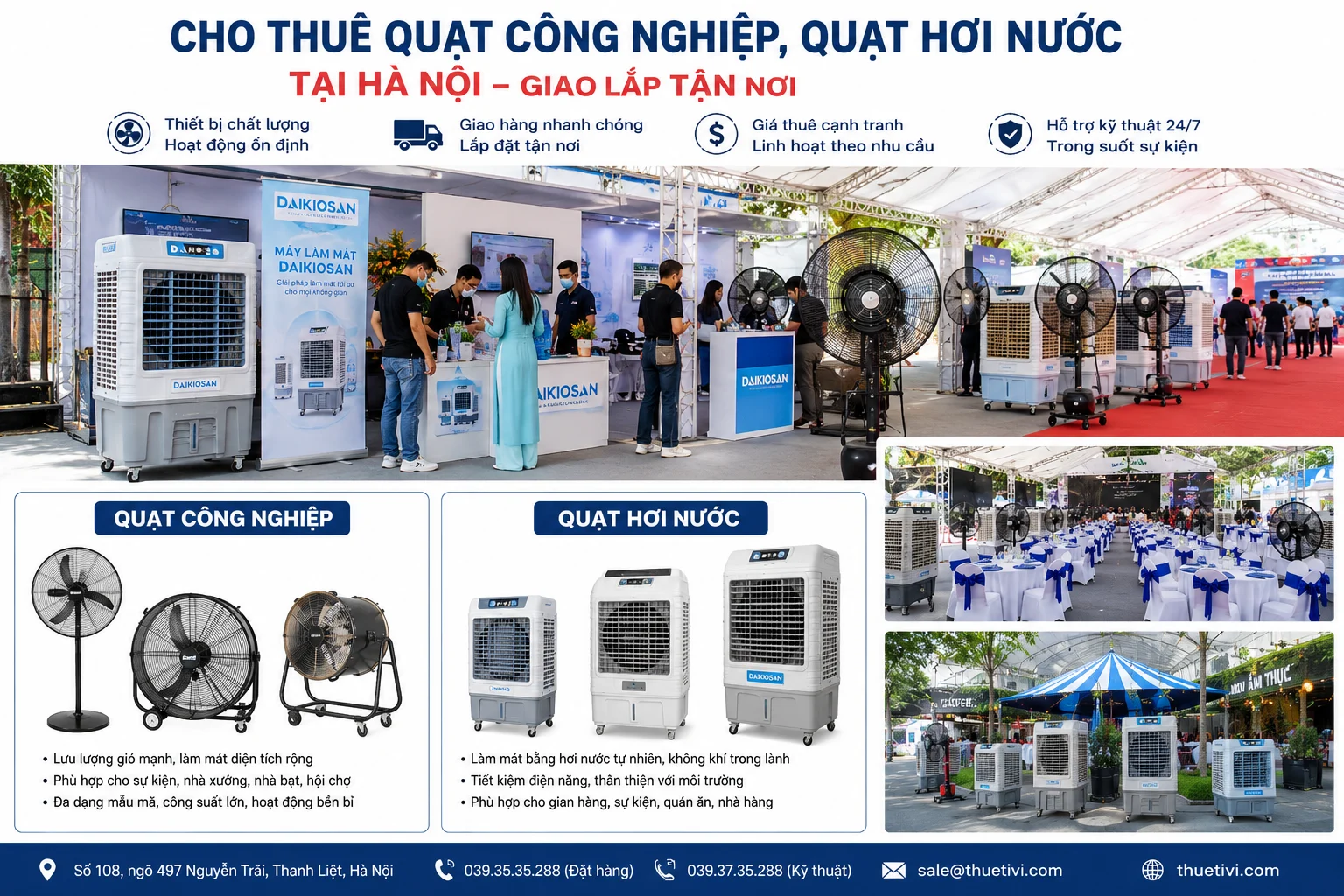 cho thuê quạt công nghiệp, quạt hơi nước